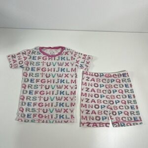 KicKee Graphic Short Sleeve Pajama Set, Ultra Soft and Snug Natural ABC Monsters